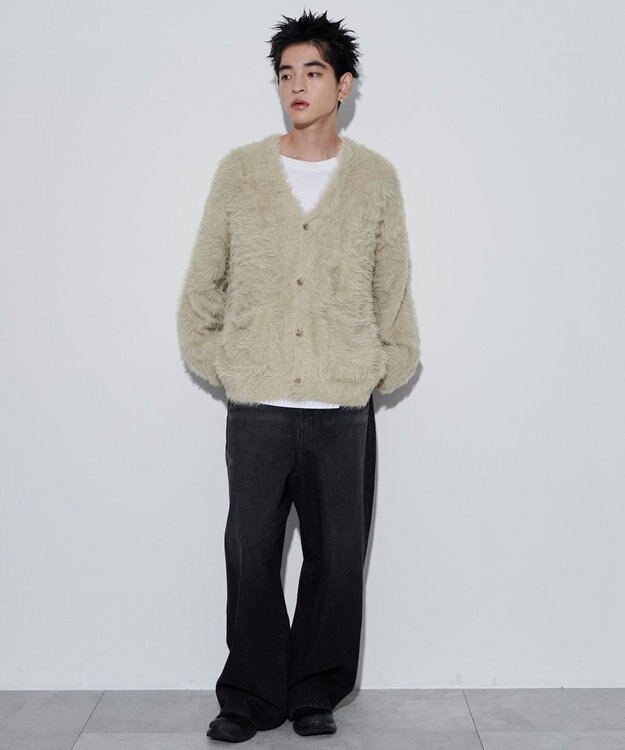 WEGO 【ユニセックス着用ITEM】フェザーカーディガン オフホワイト