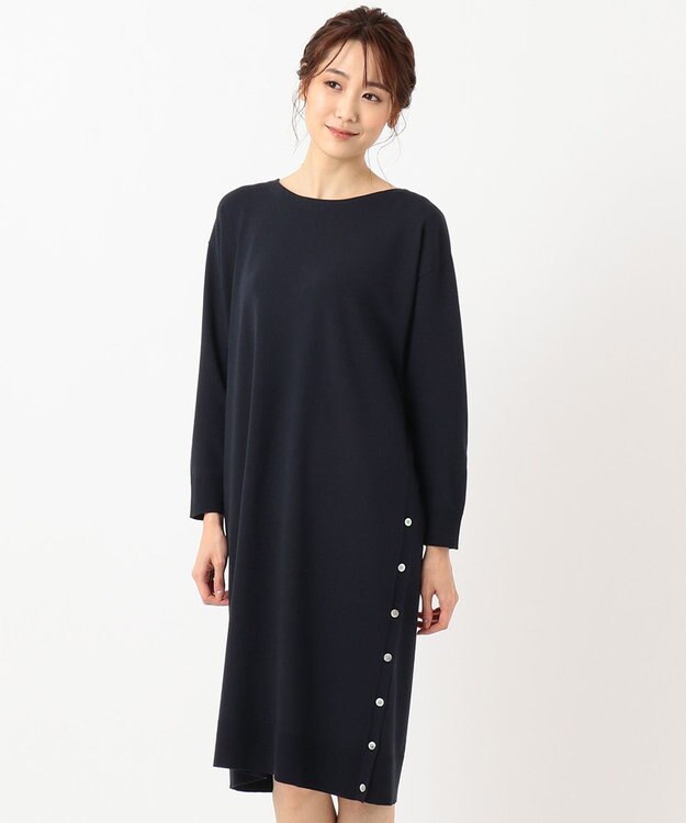 J.PRESS LADIES 【洗える】ワンピ＋プリーツスカート ツインセットワンピース ネイビー系