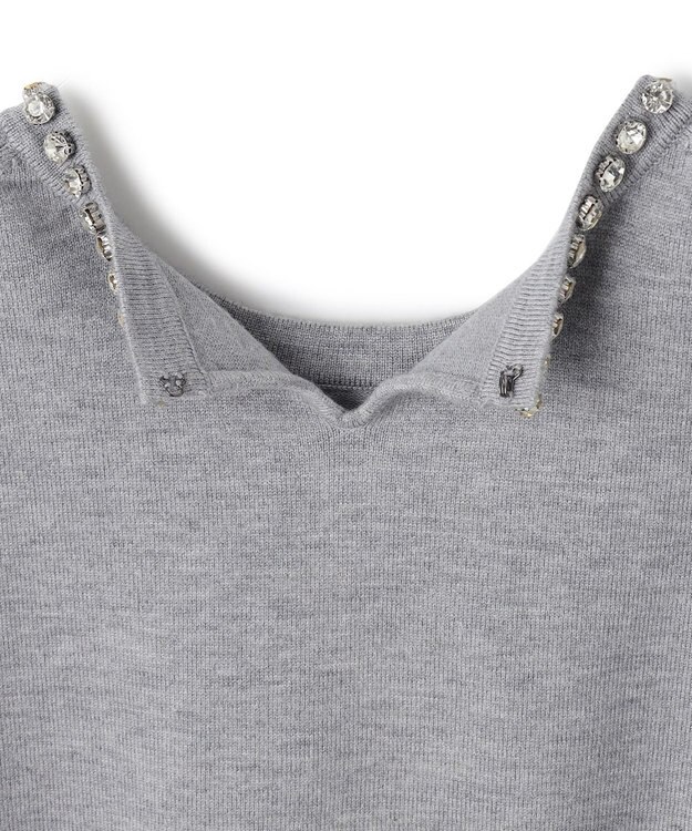 UNFILO ネックビジュー ニット グレー