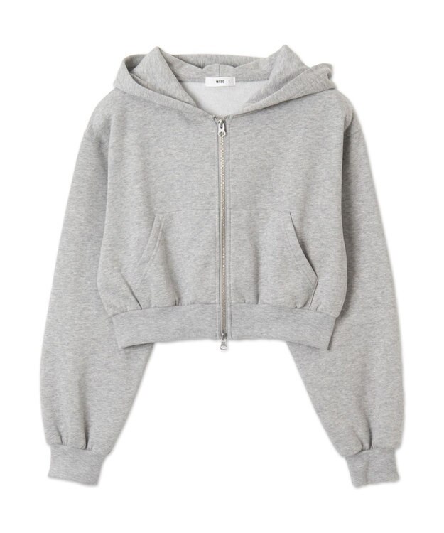 WEGO 【あったか】裏起毛Wジップショートパーカー 杢グレー