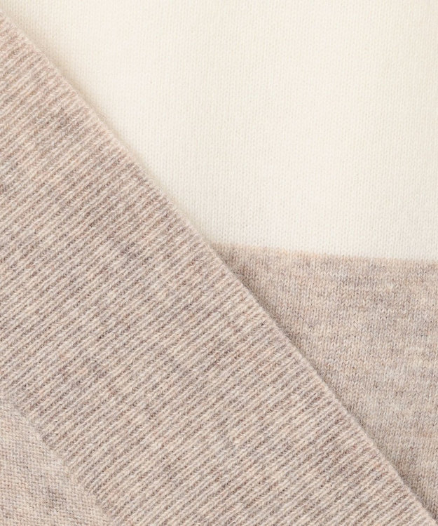 BEIGE， 【WEB限定・洗える】DEMING / バイカラーウールクルーネックニット Off × Taupe