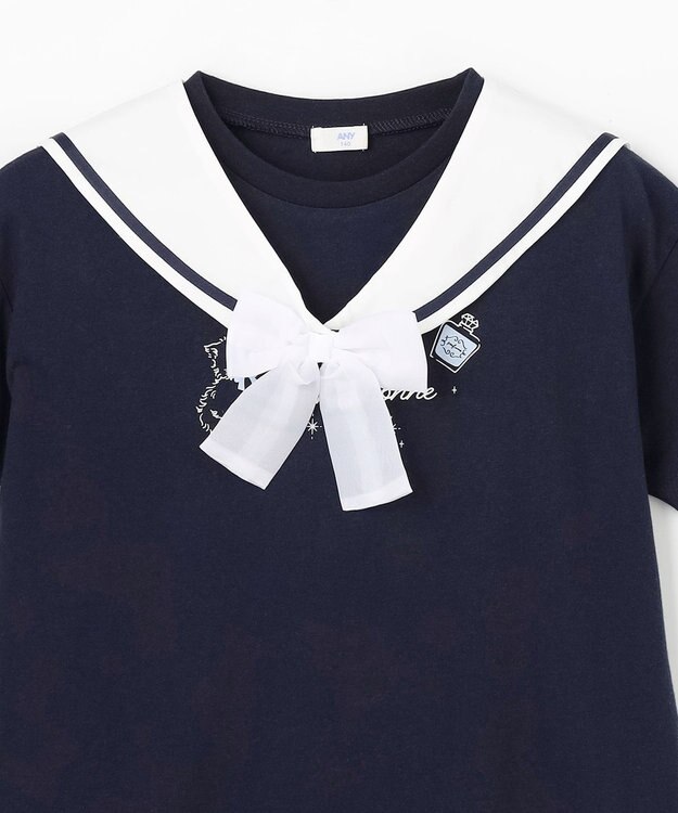 ANY KIDS 【綿100%/接触冷感】ひんやり 2WAY セーラーTシャツ ネイビー