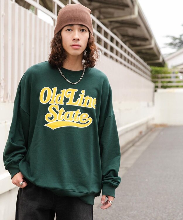 WEGO アクセ付きグラフィックプルオーバー ダークグリーン