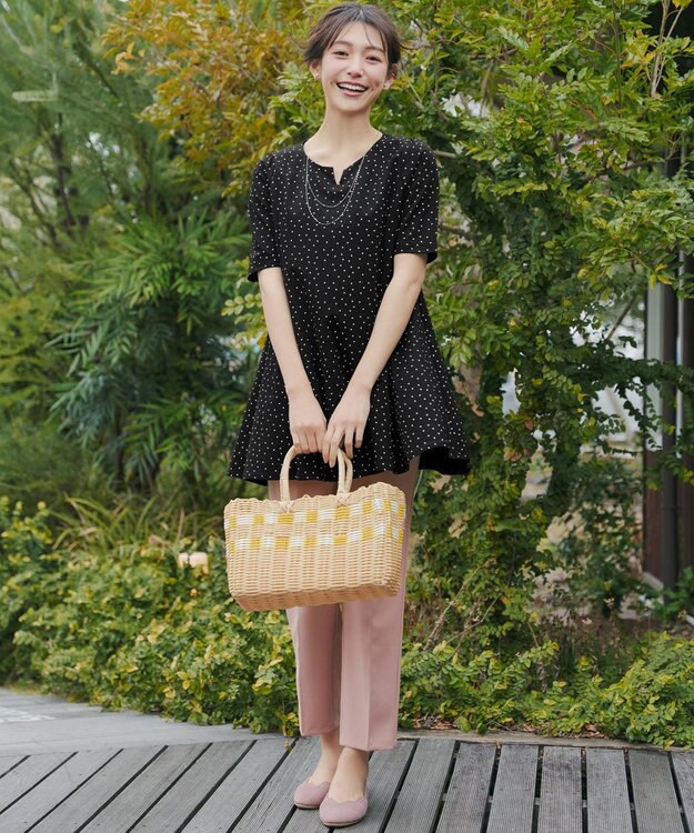 Tiaclasse 【おのののかさん着用 】「冷凛（ひやりん）」カノコバックフレアカットソー ブラックドット