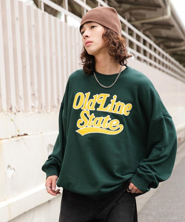 WEGO アクセ付きグラフィックプルオーバー ダークグリーン