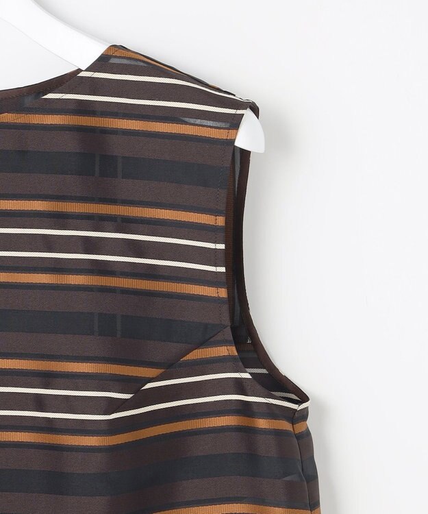 自由区 マルチストライプジャカードノースリーブ ブラウス ブラウン系