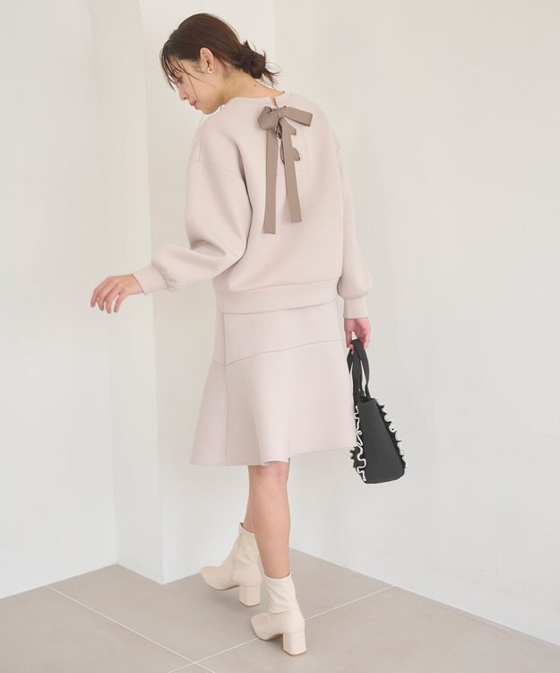 Feroux 【洗える・セットアイテム】バックリボンダンボール セットアップ ピンク系