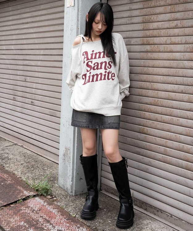 WEGO 【25年秋冬新作】2WAYグラフィックワンショルBIGスウェット 柄6