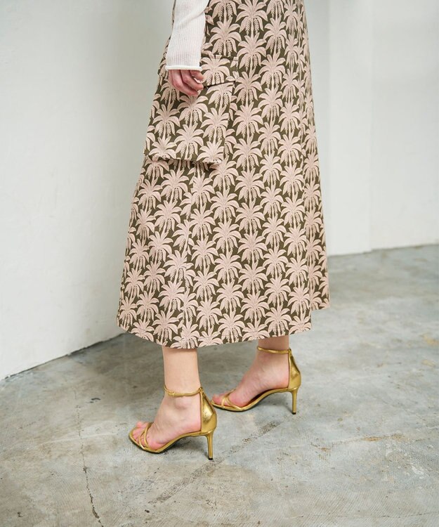 GRACE CONTINENTAL パームモチーフカーゴスカート カーキ