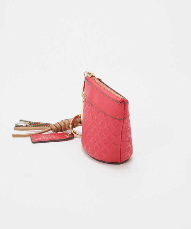 TOPKAPI 【TREASURE TOPKAPI】スムースレザー 幾何柄 マルチケース バッグチャーム レッド