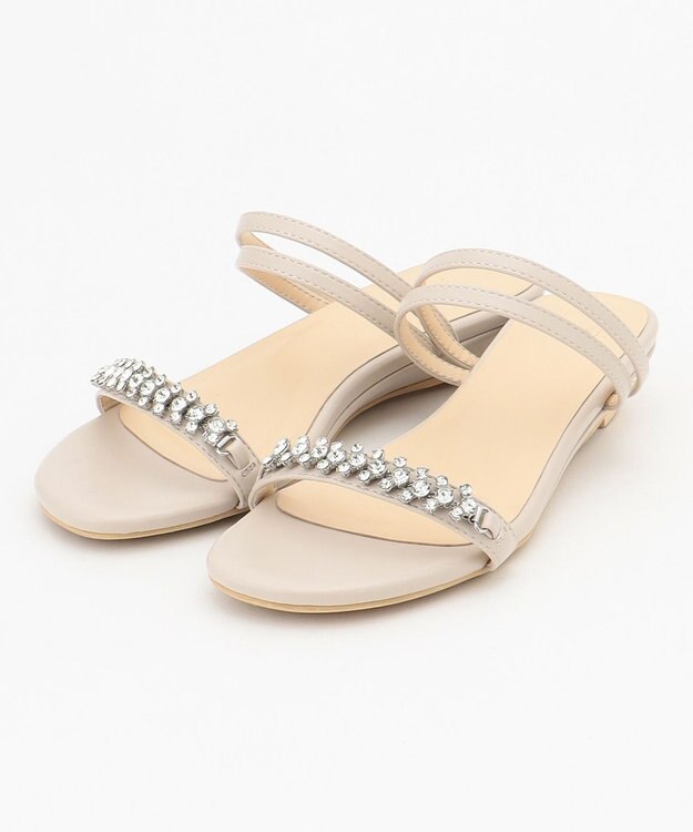 ANY SIS 【23.5~24.0cm】ジュエル調2WAYフラット サンダル ライトベージュ