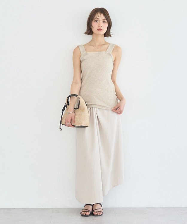 earth music&ecology チェーンリブラメカットタンクトップ Beige