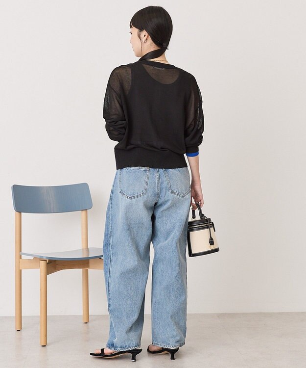 AMERICAN HOLIC シアー配色ニットカーディガン Black
