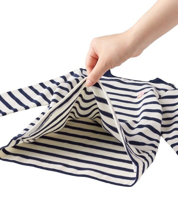 MIKI HOUSE HOT BISCUITS 【80-120cm】ボーダーワンピース 紺×白