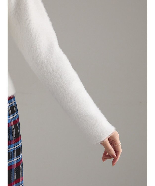 Te chichi ショートシャギーポケットカーディガン ホワイト