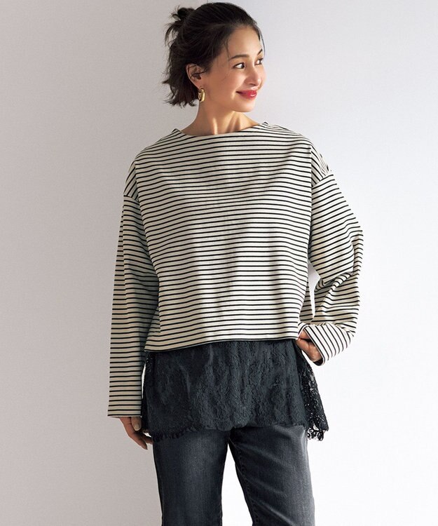 UNFILO レースヘム キャミソール ブラック