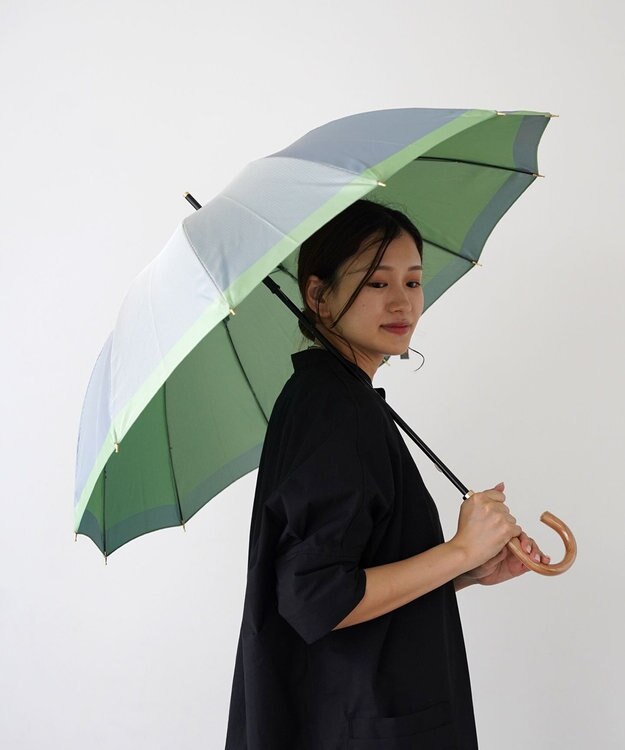 槇田商店 SCENE グログランシャンブレー ブルー 長傘 水色