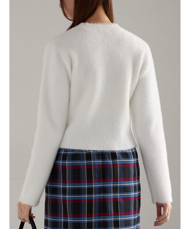 Te chichi ショートシャギーポケットカーディガン ホワイト