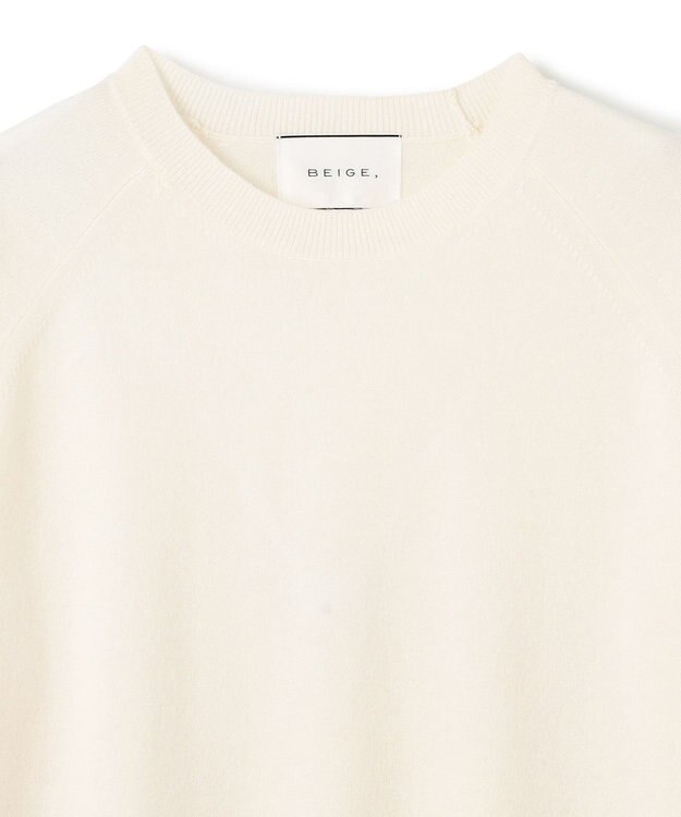 BEIGE， 【WEB限定・洗える】DEMING / バイカラーウールクルーネックニット Off × Taupe