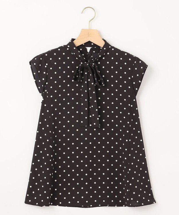 組曲 【WEB限定】ドットプリントデシン ボウタイ付きブラウス ブラック×オフ系5