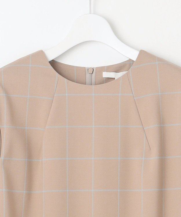 自由区 L 【洗える】ウィンドウペーンチェック ワンピース ベージュ系
