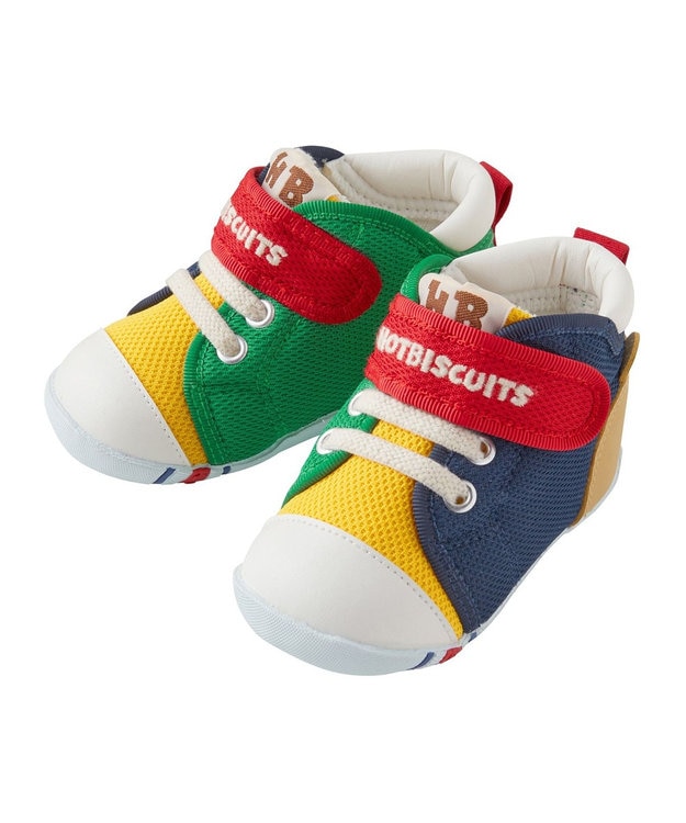 MIKI HOUSE HOT BISCUITS 【11.5-13.5cm】 顔ドン メッシュ素材 ファースト ベビーシューズ マルチカラー