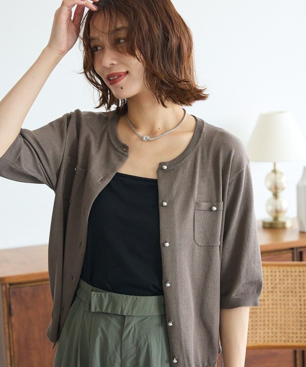 Green Parks コンパクトポケットカーディガン Gray