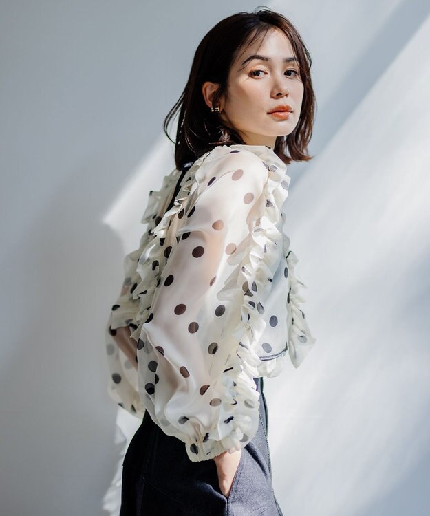 組曲 【組曲×setsuko sagittaire】シフォンプリントバックシャンブラウス アイボリー系5