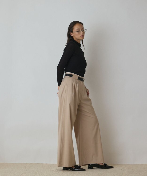 GRACE CONTINENTAL タックワイドパンツ ベージュ