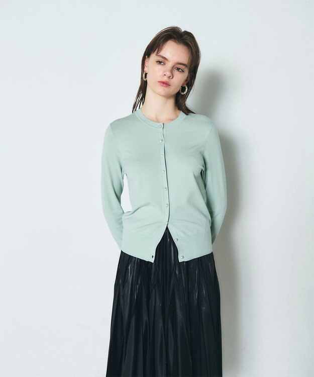 GRACE CONTINENTAL クルーニットカーディガン ライトグリーン