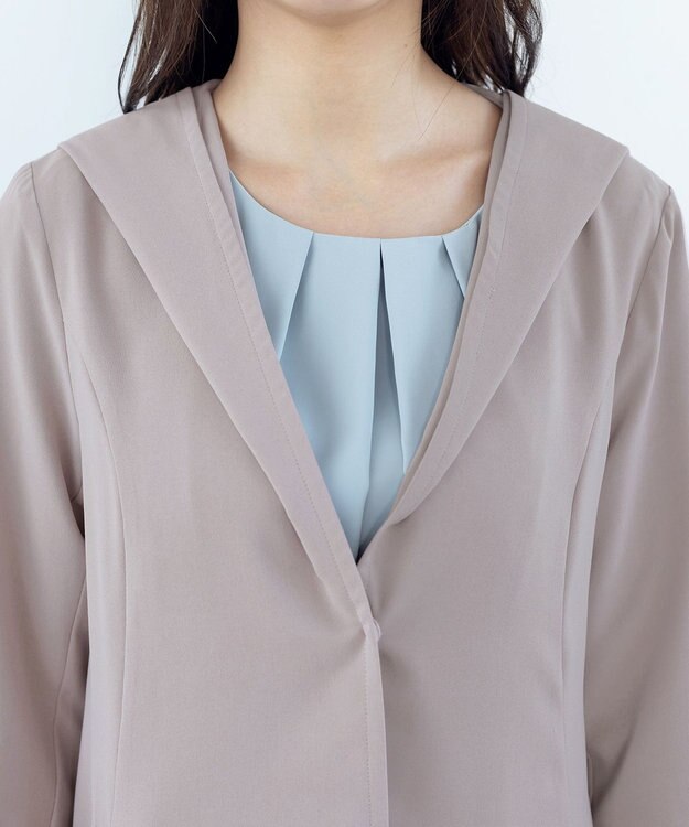 Tiaclasse 【洗える】バックベルトフーデットコート グレージュ