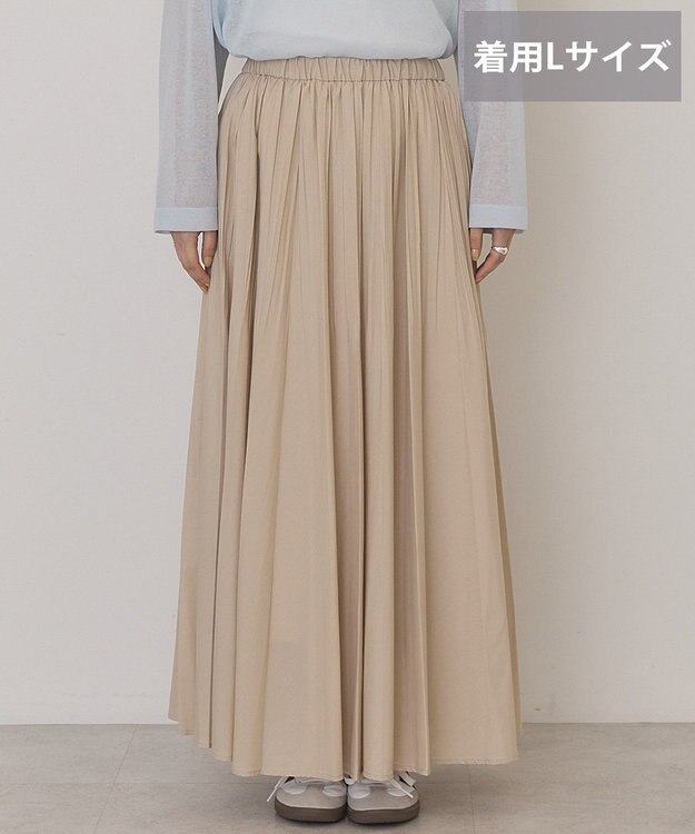 AMERICAN HOLIC 【選べる丈】シアープリーツスカート Beige