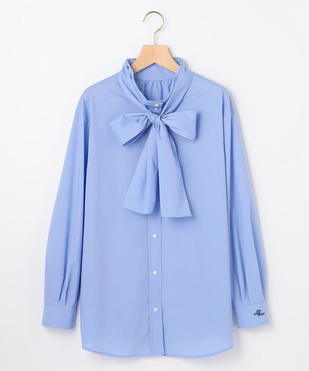 組曲 S 【加藤ローサさん着用 / 前後着用可】コットンタッチシャーティング刺繍入り ブラウス ブルー系