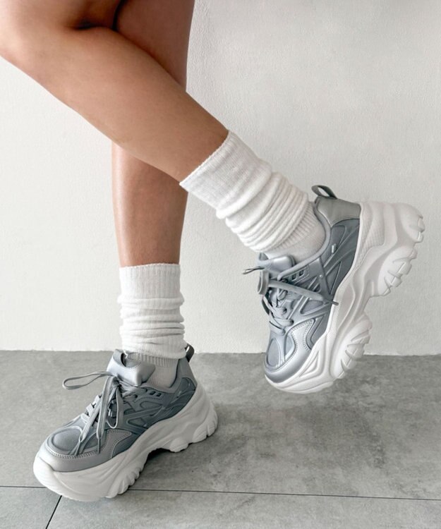 WEGO ラバーコンビ厚底スニーカー シルバー