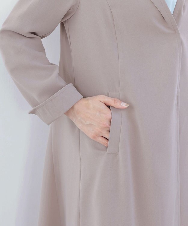 Tiaclasse 【洗える】バックベルトフーデットコート グレージュ