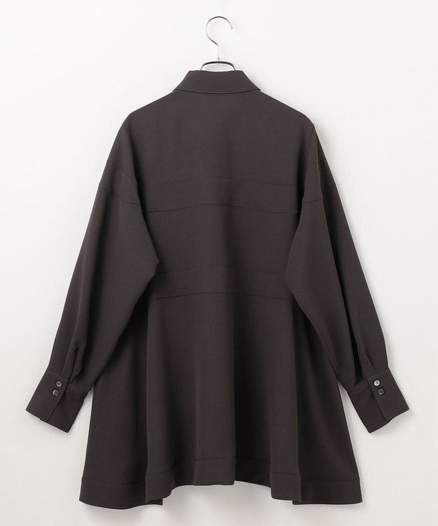 #Newans 【洗濯機可能】Aラインパネルチュニックシャツ チャコール
