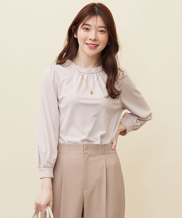 ANY SIS S 【UVケア】イージーケアスタンドネック ブラウス ローズグレー