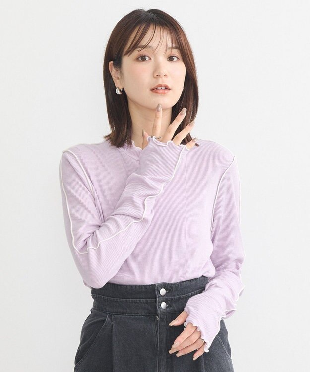 earth music&ecology メローハイネックプルオーバー Lavender