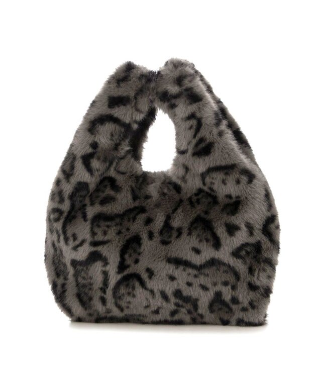 UNBILLION カシュカシュ cachecache / ミンク風エコファーショッパートート グレーレオパード