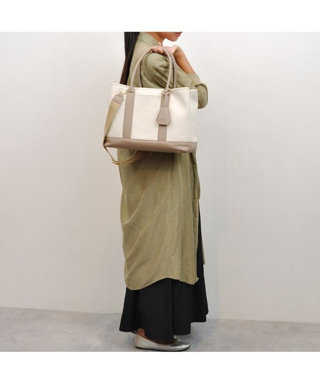 UNBILLION cachecache ショルダー付きパーテーションキャンバストートL オーク