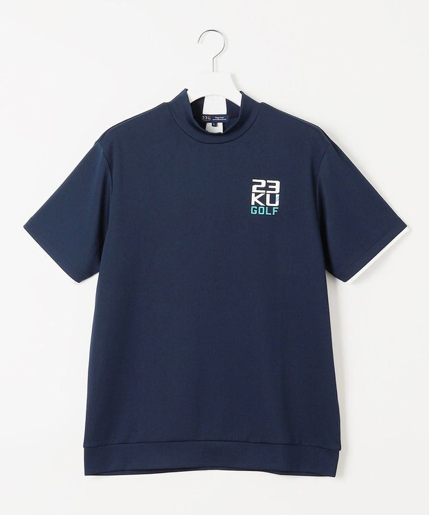 23区GOLF 【MEN】【吸水速乾・UVケア】ベア天竺 モックネックシャツ 適度な厚さで1枚で決まる ネイビー系