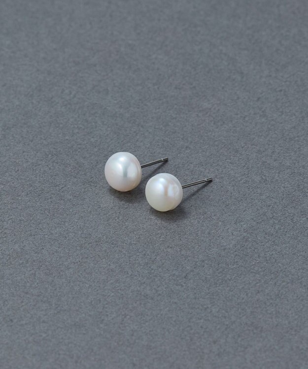 Phoebe 〈金属アレルギー対応〉シェルパール ミニマルスタッドピアス/ホワイト　1.0mmパール ホワイト