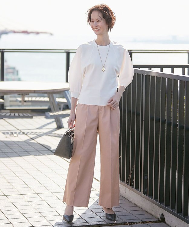 自由区 【XSサイズ~/接触冷感・吸湿・速乾】COOLMAX ワイドパンツ ピンク系