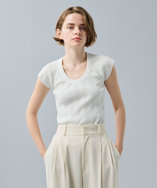 uncrave ランダムリブカットソー ホワイト