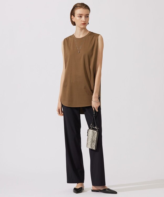 ICB 【接触冷感・UVカット・速乾・洗える】マットスキューバ セミワイドパンツ ブラック系