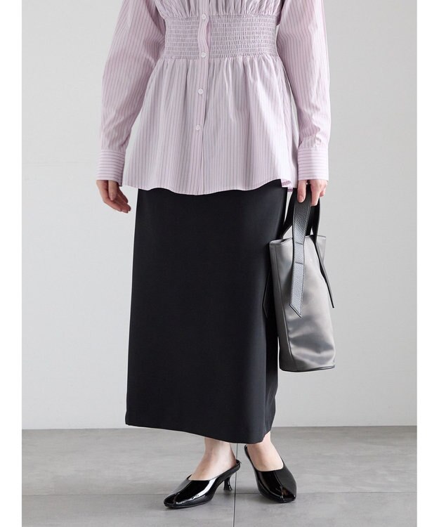 Te chichi 【雑誌掲載アイテム】ダブルクロスイージーナロースカート ブラック