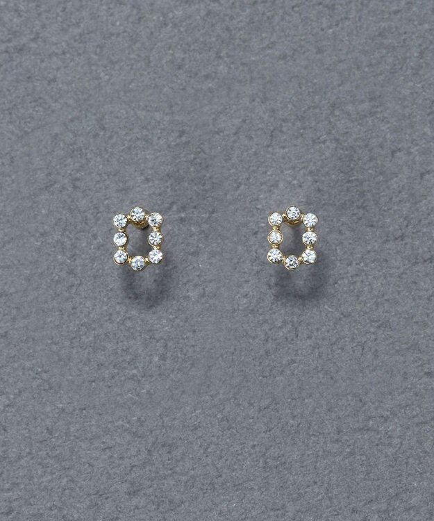 Phoebe 〈金属アレルギー対応〉タイニーレクタングルビジューピアス　小粒/小さい/小さめ/セカンドホール ゴールド