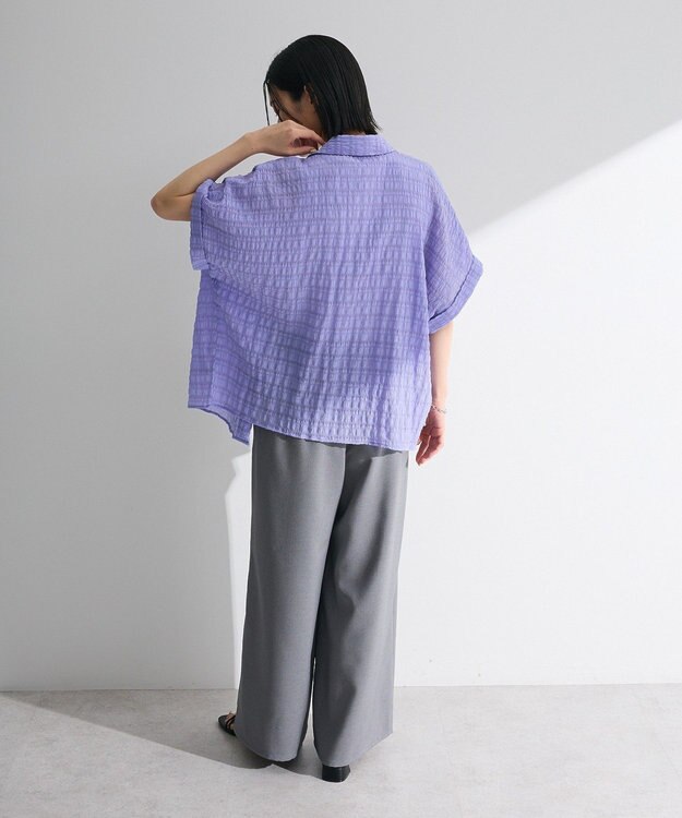 Green Parks シアーシャーリングフレンチスリーブシャツ Purple