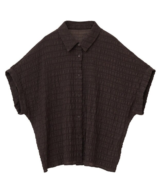 Green Parks シアーシャーリングフレンチスリーブシャツ Purple