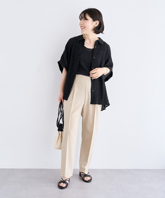 Green Parks シアーシャーリングフレンチスリーブシャツ Purple